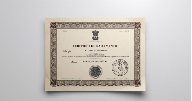 Brazilian Certidão de Nascimento (birth certificate) issued by a Cartório de Registro Civil, commonly requiring NAATI certified translation for Australian use